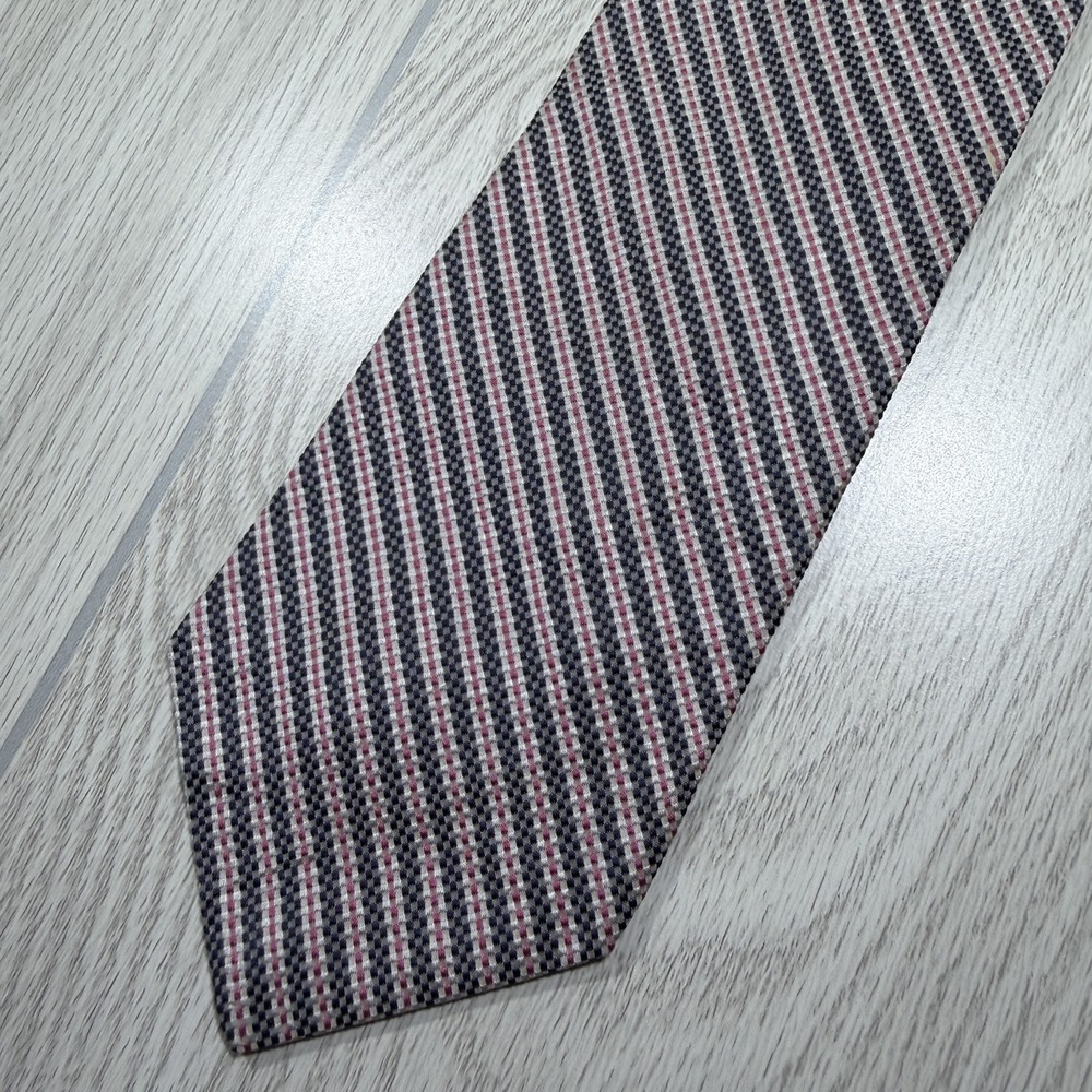 Brooks Brothers Tie Mens Blue Pink 100% Silk Pointed Seersucker Feel